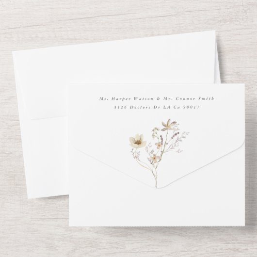 Matig overvloedig gedroogd wild Pampas Wedding All In One Uitnodiging (Achterkant)