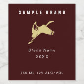 Matig Oxblood Red Yellow Minimum Elegant Bird Wijn Etiket (Enkel label)