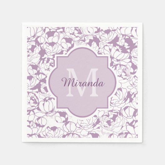 Matig Paars bloemenmeisje met naam Servetten (Voorkant)