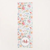 Matig paars bloempatroon waterverf monogram yogamat (Voorkant)
