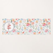 Matig paars bloempatroon waterverf monogram yogamat (Voorkant (horizontaal))