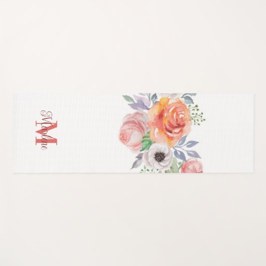 Matig paars floreel patroon waterverf monogram yogamat (Voorkant (horizontaal))