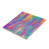 Matig paars geel roze blauwgroen abstract schilder tegeltje (Zijkant)