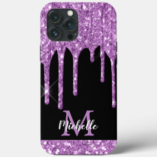 Matig Paars lichtgewicht glitter-dripmonogram Case-Mate iPhone Case