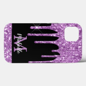 Matig Paars lichtgewicht glitter-dripmonogram Case-Mate iPhone Case (Achterkant (horizontaal))