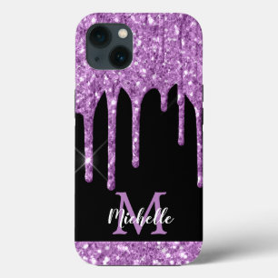 Matig Paars lichtgewicht glitter-dripmonogram Case-Mate iPhone Case