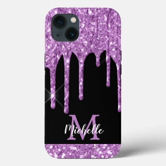 Matig Paars lichtgewicht glitter-dripmonogram Case-Mate iPhone Case (Achterkant)