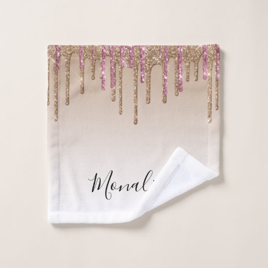 Matig paars roos goudglitter badhanddoekset bad handdoek (Wasdoekje)