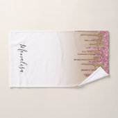 Matig paars roos goudglitter badhanddoekset bad handdoek (Handdoek)