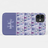 Matig paars roze roze patroon monogrammen Case-Mate iPhone case (Achterkant (horizontaal))