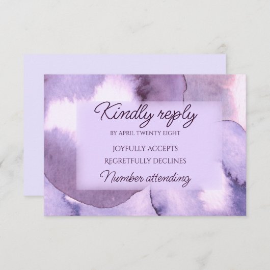 Matig paars viooltje RSVP kaartje (Voorkant / Achterkant)