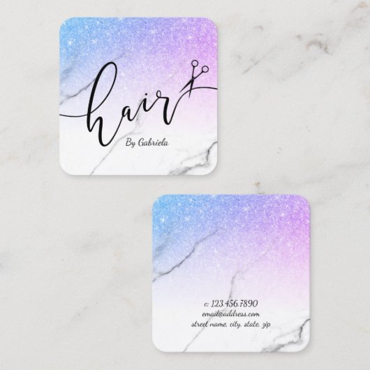 Matig paarse glitterschaar vierkante visitekaartje (Voorkant / Achterkant)