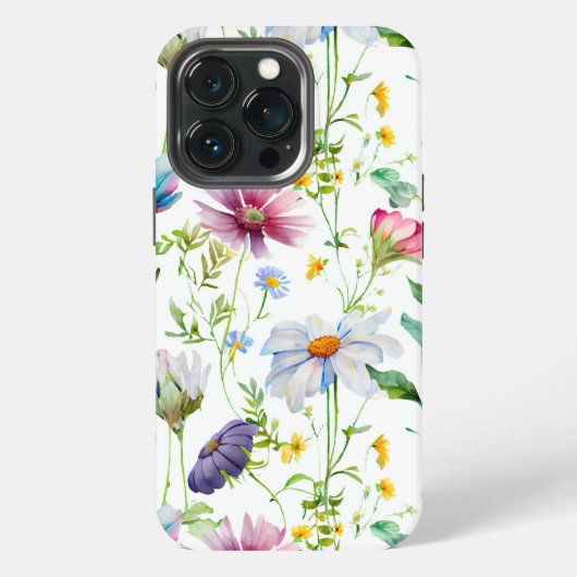 Matig patroon van wilde bloemen iPhone hoesje (Achterkant)