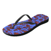 Matig Patroonblauw Roze Rood Gekleurd Damascus Teenslippers (Schuin)