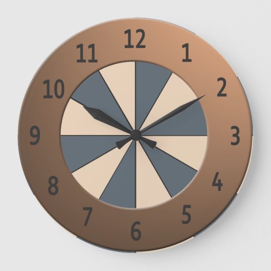 Matig peach Rays Shiny Metallic Cijfers Cirkel Grote Klok (Voorkant)