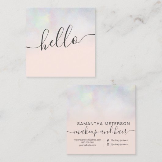 Matig pens nacre ombre blush roze hallo vierkante visitekaartje (Voorkant / Achterkant)