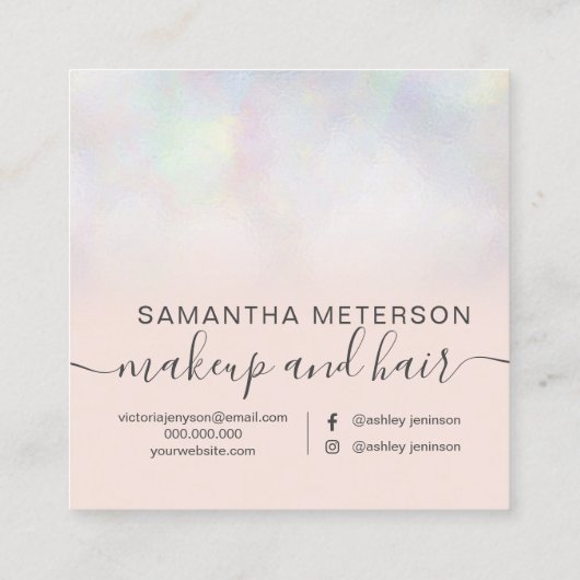 Matig pens nacre ombre blush roze hallo vierkante visitekaartje (Achterkant)