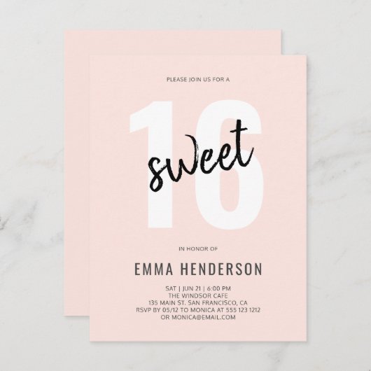 Matig penseel 16 uitnodiging briefkaart (Voorkant / Achterkant)