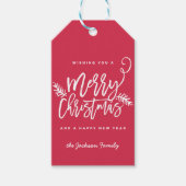Matig penseelscript, helder kerstcadeau Label rood Cadeaulabel (Voorkant)