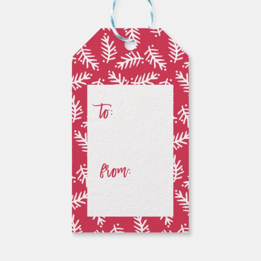 Matig penseelscript, helder kerstcadeau Label rood Cadeaulabel (Achterkant)