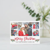 Matig penseelscript Rood 5 Fotopretkerkerst Briefkaart (Staand voorkant)