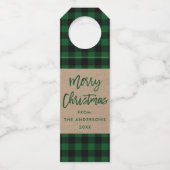 Matig penseelscript voor pretkerst Tartan Kraft Flessenhanger (Voorkant)