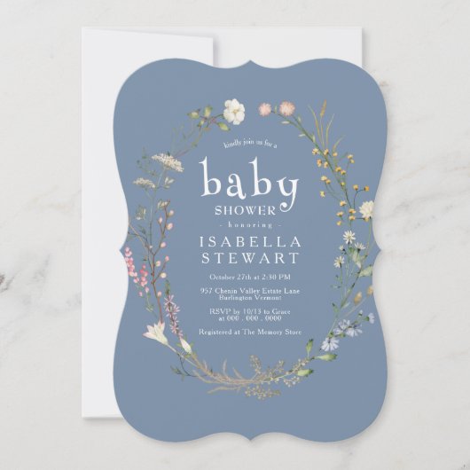 Matig Periwinkle Wildflower Cute Baby shower Kaart (Voorkant)
