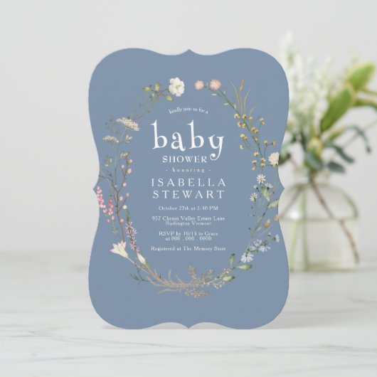 Matig Periwinkle Wildflower Cute Baby shower Kaart (Staand voorkant)
