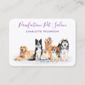 Matig Pet Sitting Dog Groomer Waterverf QR Code Visitekaartje (Voorkant)