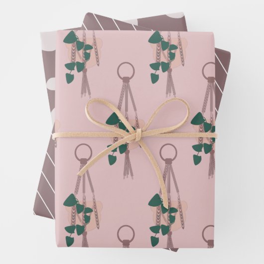 Matig Plant Macrame Holder Dot Pattern Inpakpapier Vel (In situ)