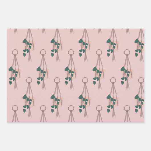 Matig Plant Macrame Holder Dot Pattern Inpakpapier Vel (Voorkant)