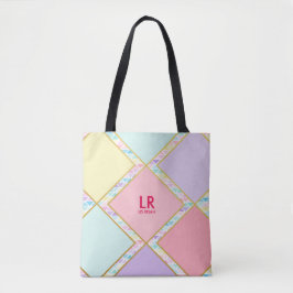 Matig plaveisel geometrisch goudmonogram van het t tote bag