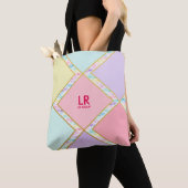 Matig plaveisel geometrisch goudmonogram van het t tote bag (Dichtbij)