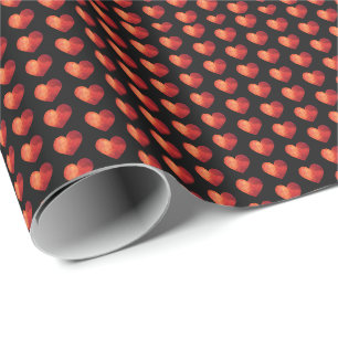 Matig polygonaal kristal rood hart cadeaupapier