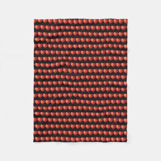 Matig polygonaal kristal rood hart fleece deken (Voorkant)