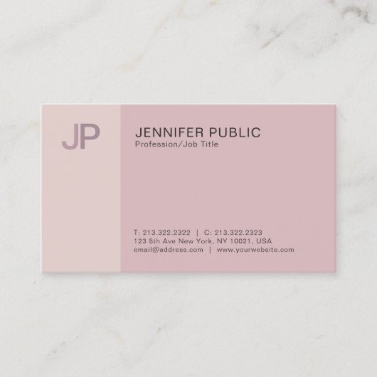 Matig professioneel elegante kleurenmonogram visitekaartje (Voorkant)