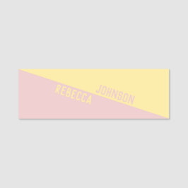 Matig Punchy Pastel Geel Licht Roze Duoton Naamplaatje