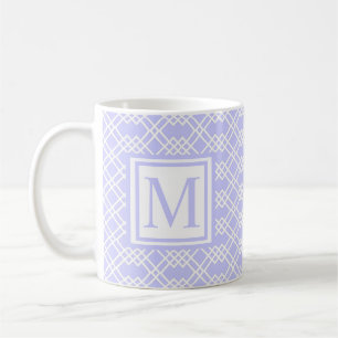 Matig rasterend meetkundig monogram licht Periwink Koffiemok