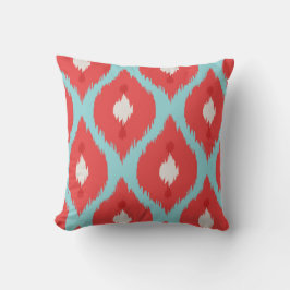 Matig rode rode turquoise ikat pillow kussen