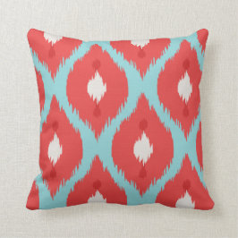 Matig rode rode turquoise ikat pillow kussen