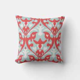 Matig rode rode turquoise ikat pillow kussen