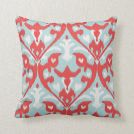 Matig rode rode turquoise ikat pillow kussen