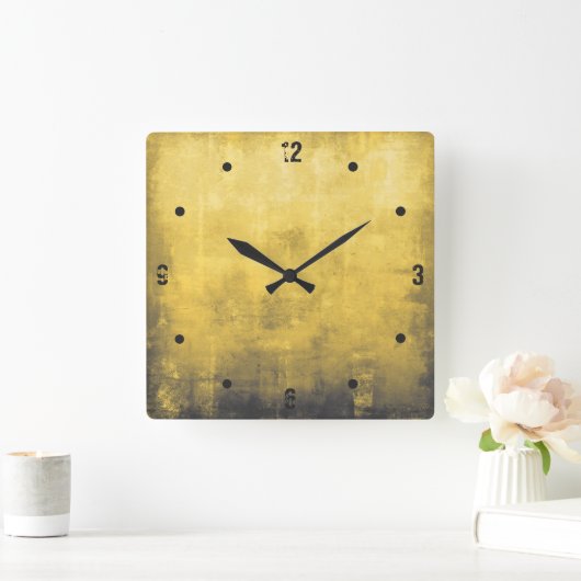Matig roestgeel, grijs, abstract vierkante klok (Huis)
