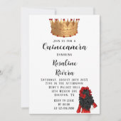 Matig Rood en Goud Quinceanera Birthday Kaart (Voorkant)