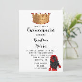 Matig Rood en Goud Quinceanera Birthday Kaart (Staand voorkant)