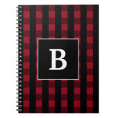 Matig rood en zwart buffelmonogram notitieboek (Voorkant)