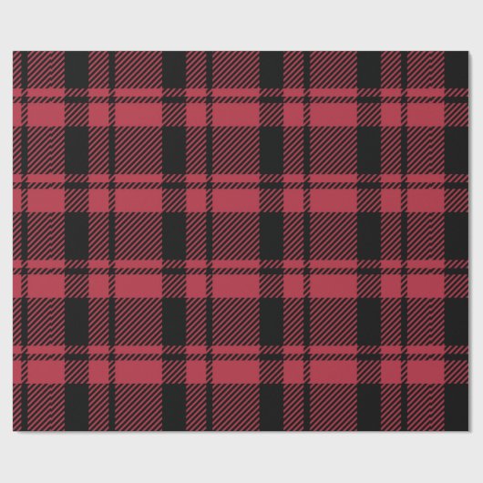Matig Rood en Zwart Tartan Cadeaupapier (Vlak)