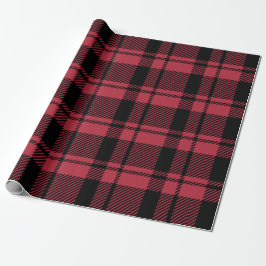 Matig Rood en Zwart Tartan Cadeaupapier
