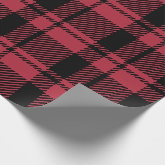 Matig Rood en Zwart Tartan Cadeaupapier (Hoek)