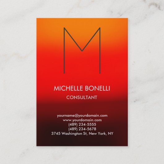 Matig rood-geel-bruin visitekaartje (Voorkant)